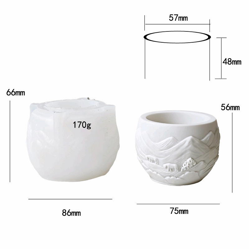 House Moon Sailboat Mountain Elements Flower Pot Silicone Mold DIY Gypsum Resin Epoxy Craftwork