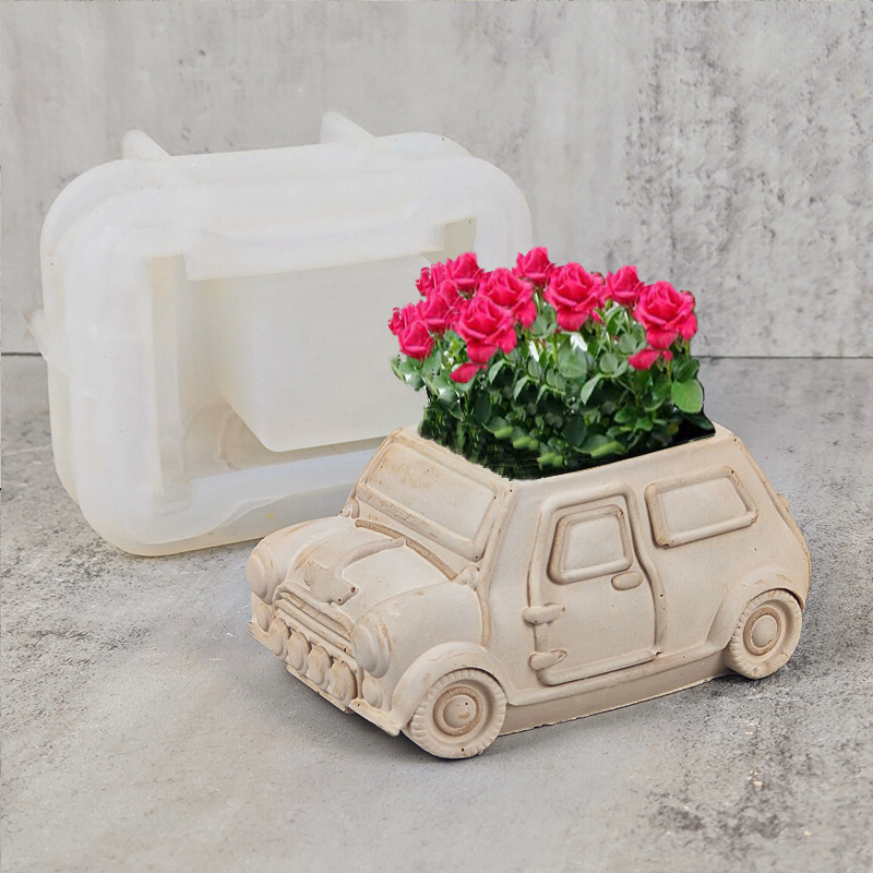 Jeep-shaped Flower Pot Silicone Mold DIY Gypsum Resin Epoxy Craftwork