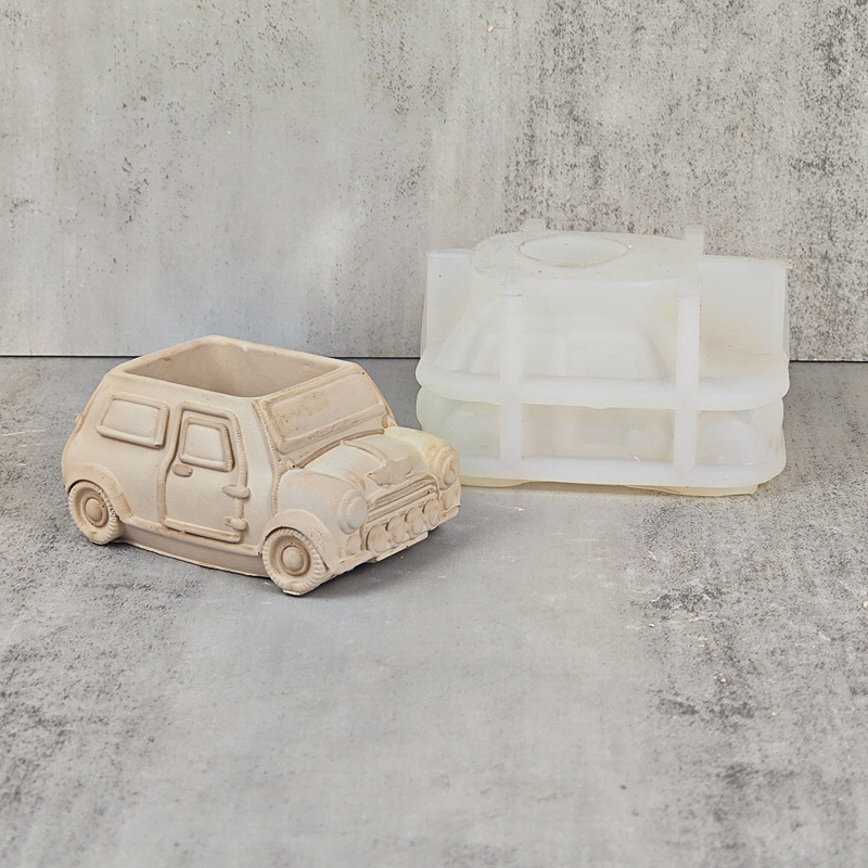Jeep-shaped Flower Pot Silicone Mold DIY Gypsum Resin Epoxy Craftwork