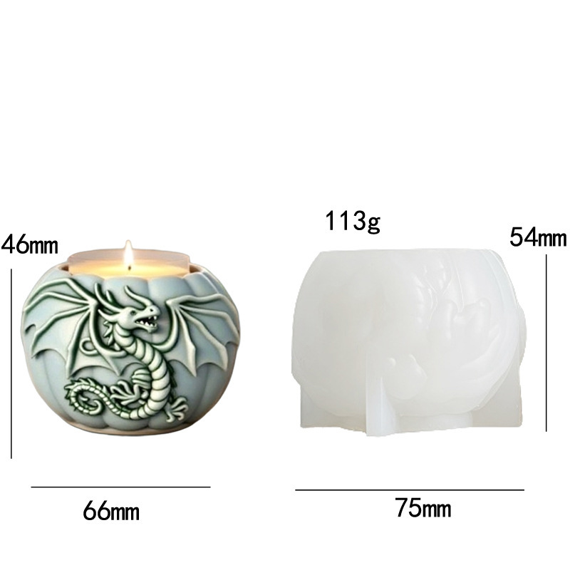 Pumpkin-shaped Dragon Embossment Flower Pot Silicone Mold DIY Gypsum Resin Epoxy Craftwork