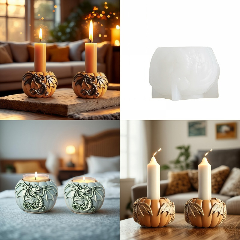 Pumpkin-shaped Dragon Embossment Flower Pot Silicone Mold DIY Gypsum Resin Epoxy Craftwork
