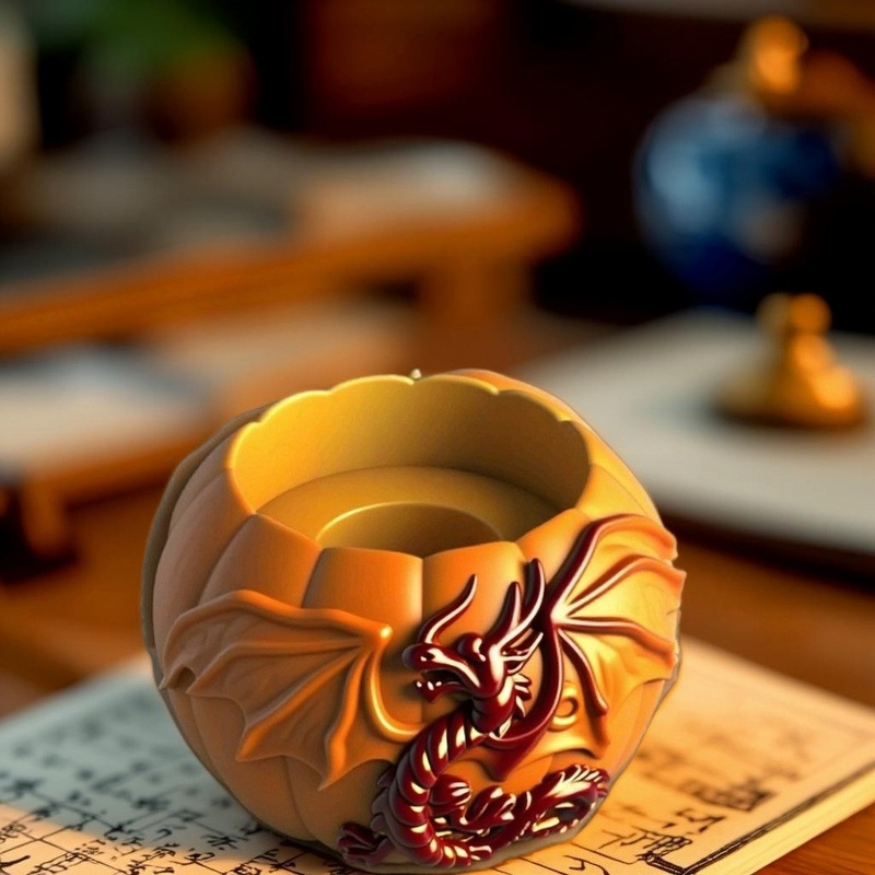 Pumpkin-shaped Dragon Embossment Flower Pot Silicone Mold DIY Gypsum Resin Epoxy Craftwork