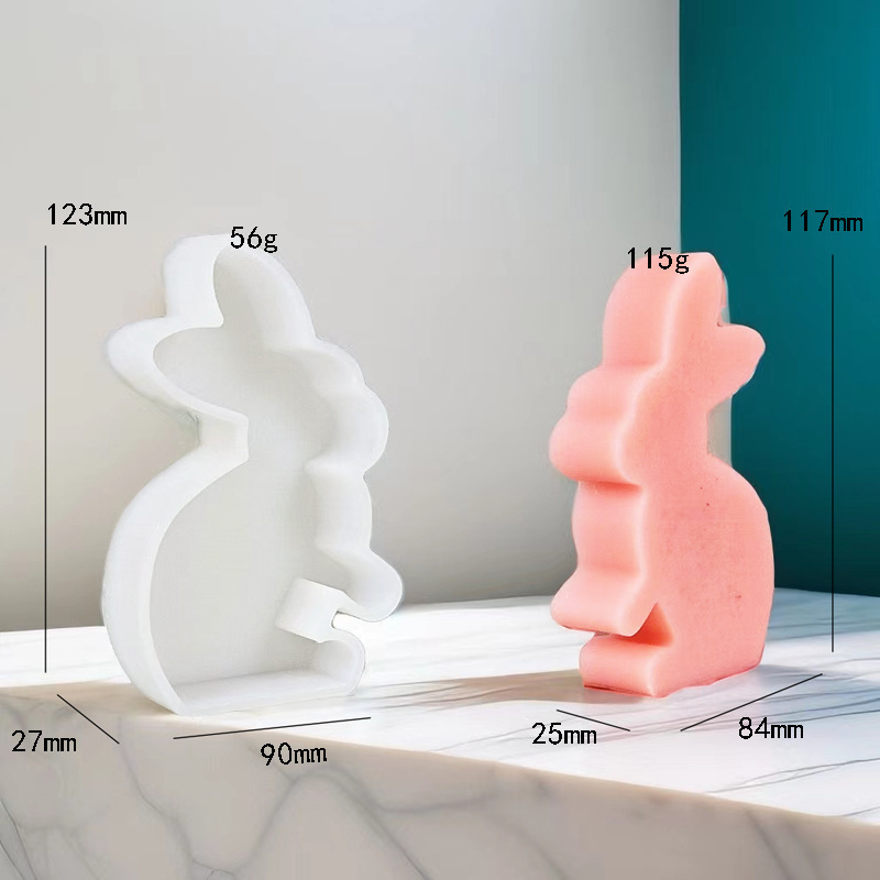 Rabbit-shaped Easter Bunny Silicone Mold Aromatherapy Candle Epoxy Resin Gypsum Display DIY