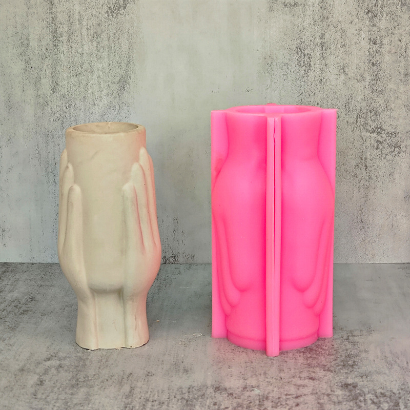 Face in Hands Flower Pot Silicone Mold DIY Gypsum Resin Epoxy Craftwork