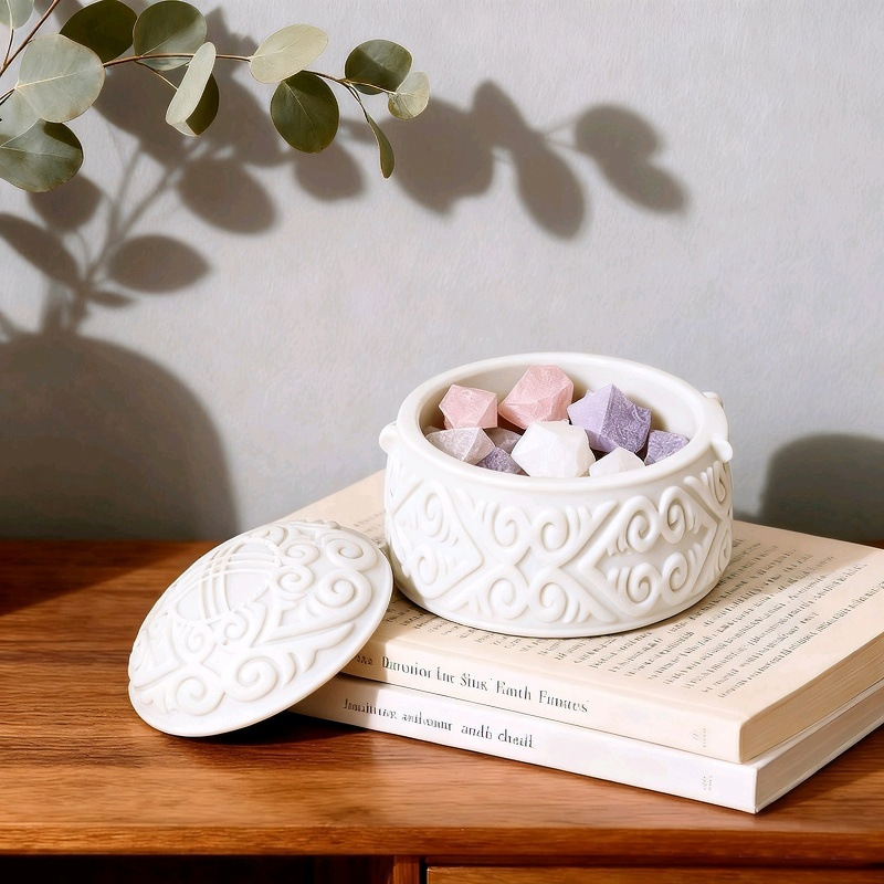 Decorative Pattern Embossment Flower Pot Silicone Mold DIY Gypsum Resin Epoxy Craftwork