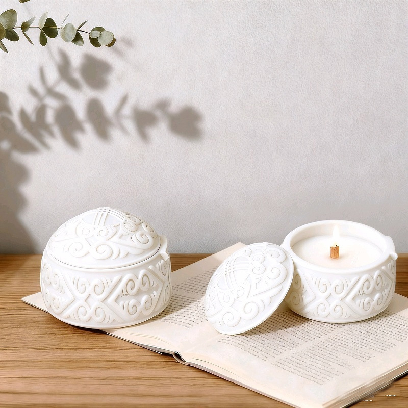 Decorative Pattern Embossment Flower Pot Silicone Mold DIY Gypsum Resin Epoxy Craftwork