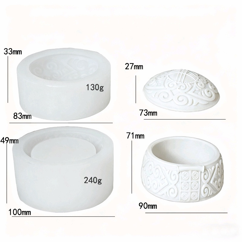 Decorative Pattern Embossment Flower Pot Silicone Mold DIY Gypsum Resin Epoxy Craftwork
