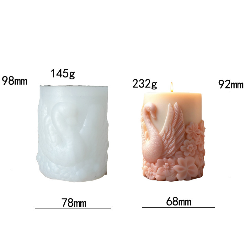Cylinder-shaped Swan Silicone Mold Aromatherapy Candle