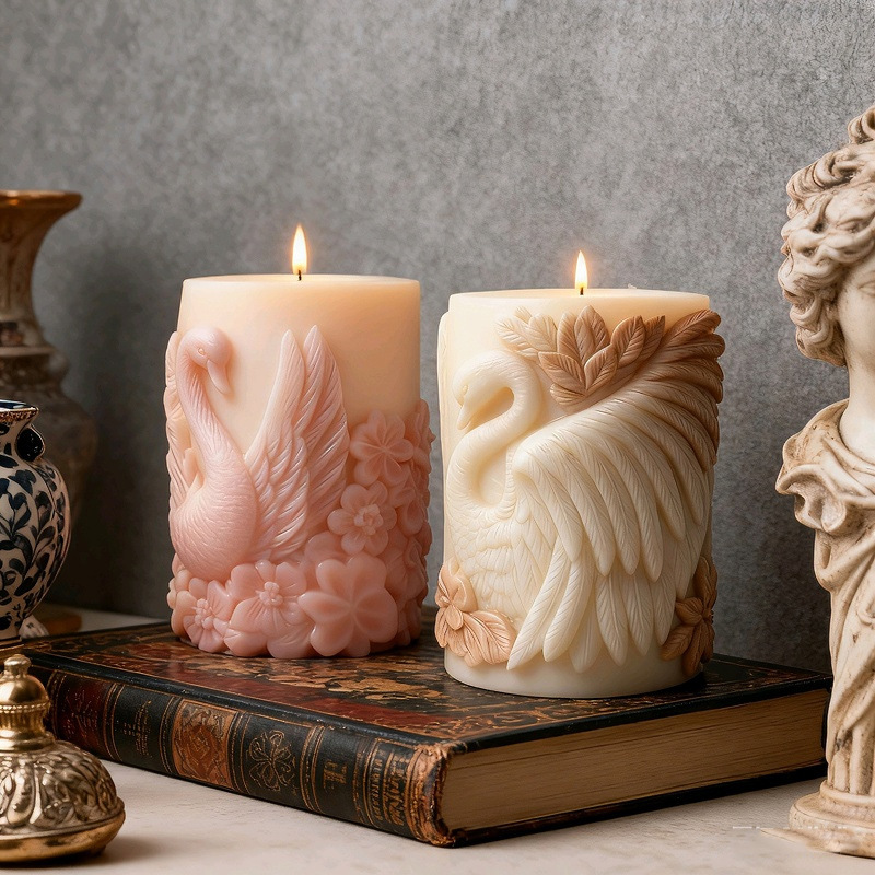 Cylinder-shaped Swan Silicone Mold Aromatherapy Candle