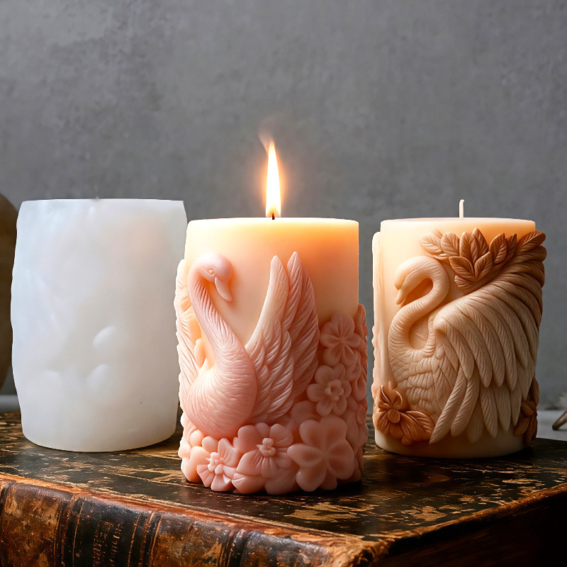 Cylinder-shaped Swan Silicone Mold Aromatherapy Candle