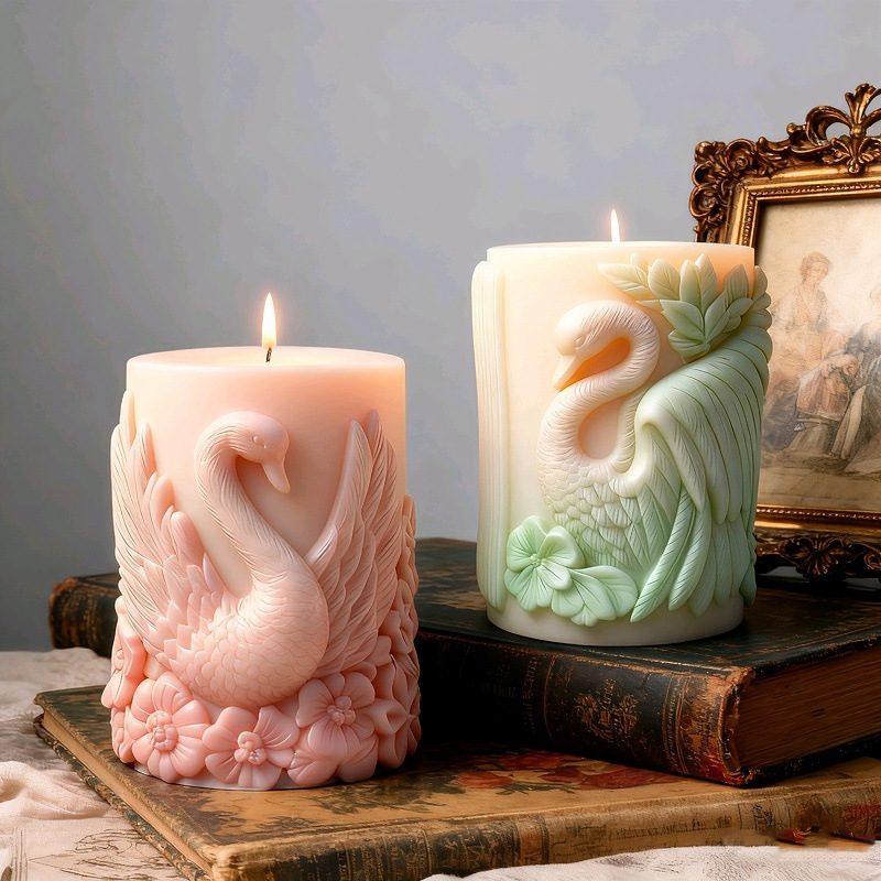 Cylinder-shaped Swan Silicone Mold Aromatherapy Candle