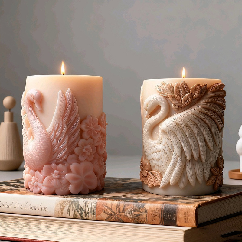Cylinder-shaped Swan Silicone Mold Aromatherapy Candle