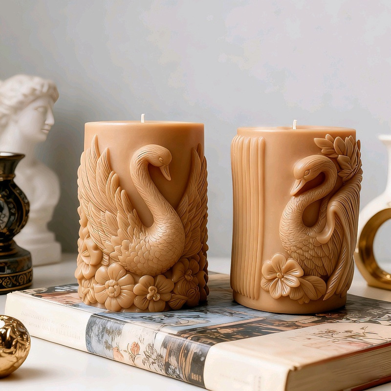Cylinder-shaped Swan Silicone Mold Aromatherapy Candle