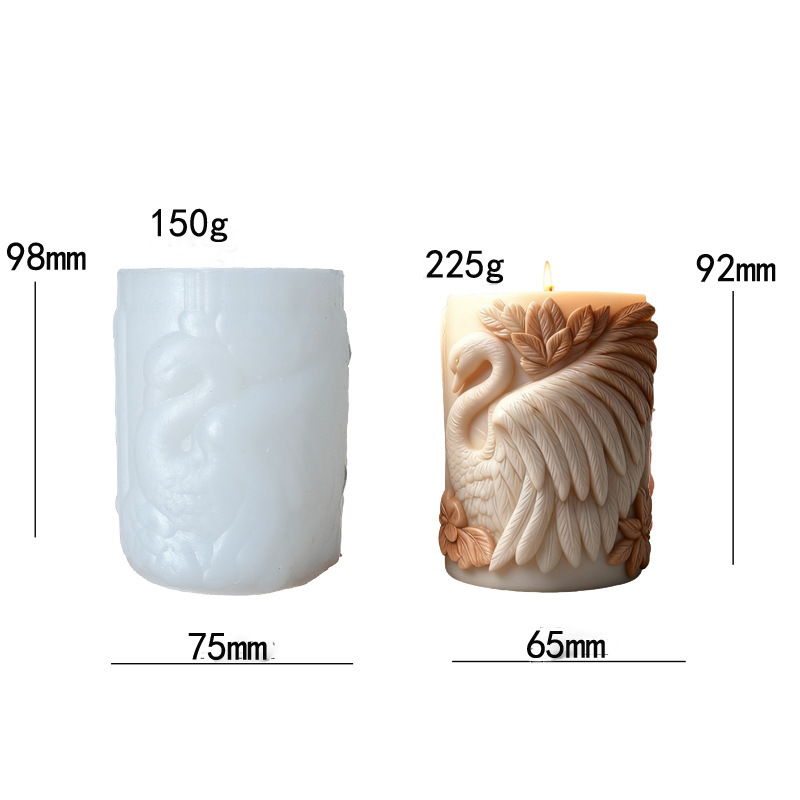 Cylinder-shaped Swan Silicone Mold Aromatherapy Candle
