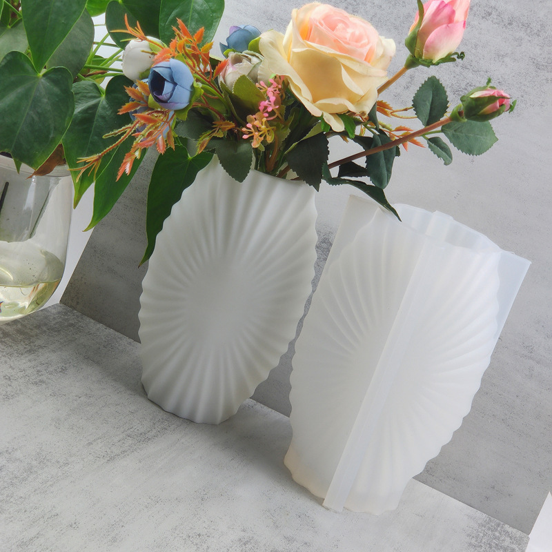 Decorative Pattern Embossment Flower Pot Silicone Mold DIY Gypsum Resin Epoxy Craftwork