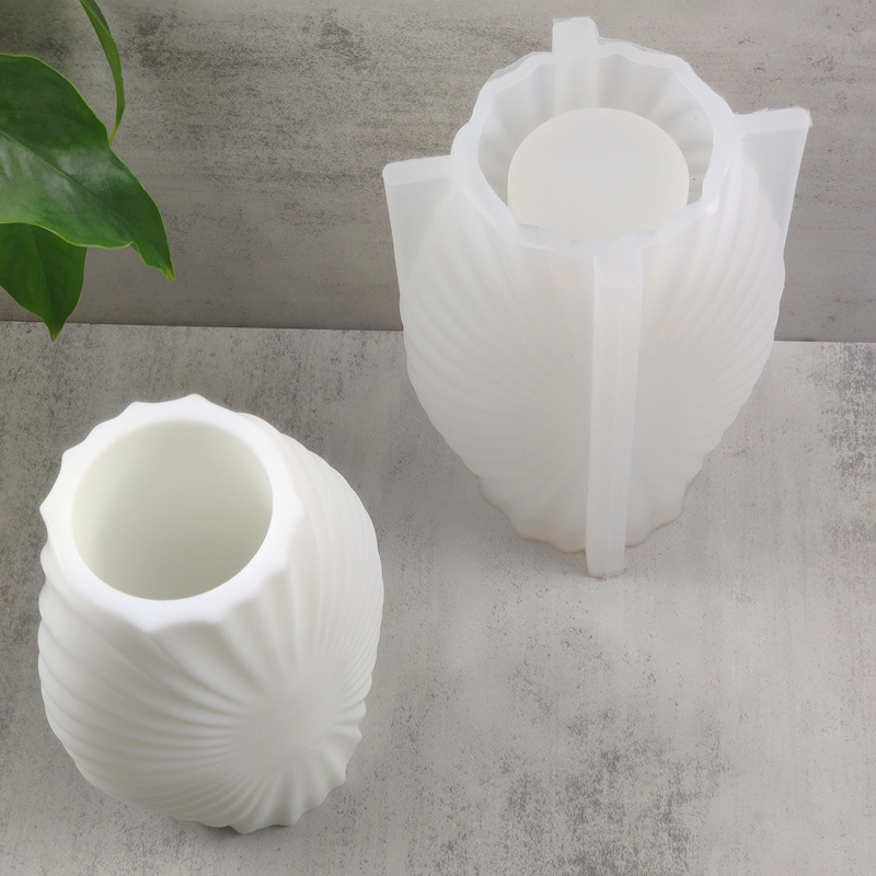 Decorative Pattern Embossment Flower Pot Silicone Mold DIY Gypsum Resin Epoxy Craftwork
