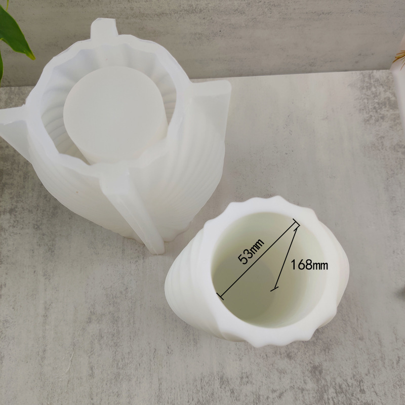 Decorative Pattern Embossment Flower Pot Silicone Mold DIY Gypsum Resin Epoxy Craftwork