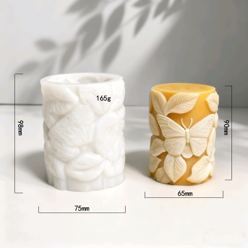 Cylinder-shaped Butterfly Embossment Silicone Mold Aromatherapy Candle