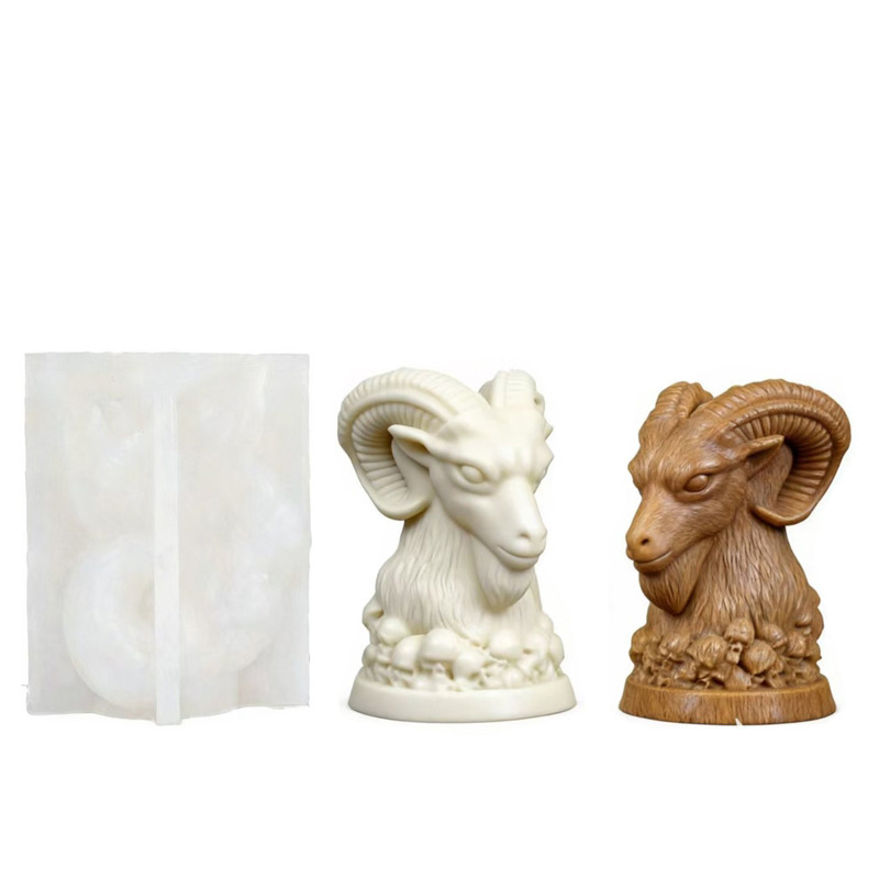 Sheep Head-shaped Halloween Skull Silicone Mold Aromatherapy Candle
