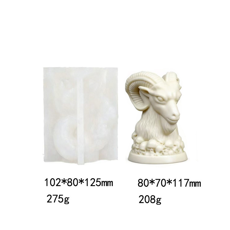 Sheep Head-shaped Halloween Skull Silicone Mold Aromatherapy Candle