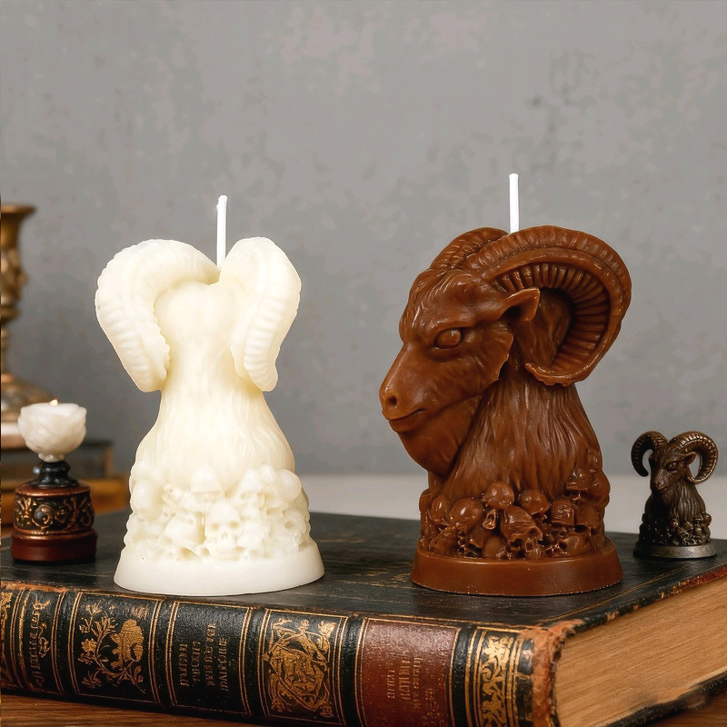 Sheep Head-shaped Halloween Skull Silicone Mold Aromatherapy Candle