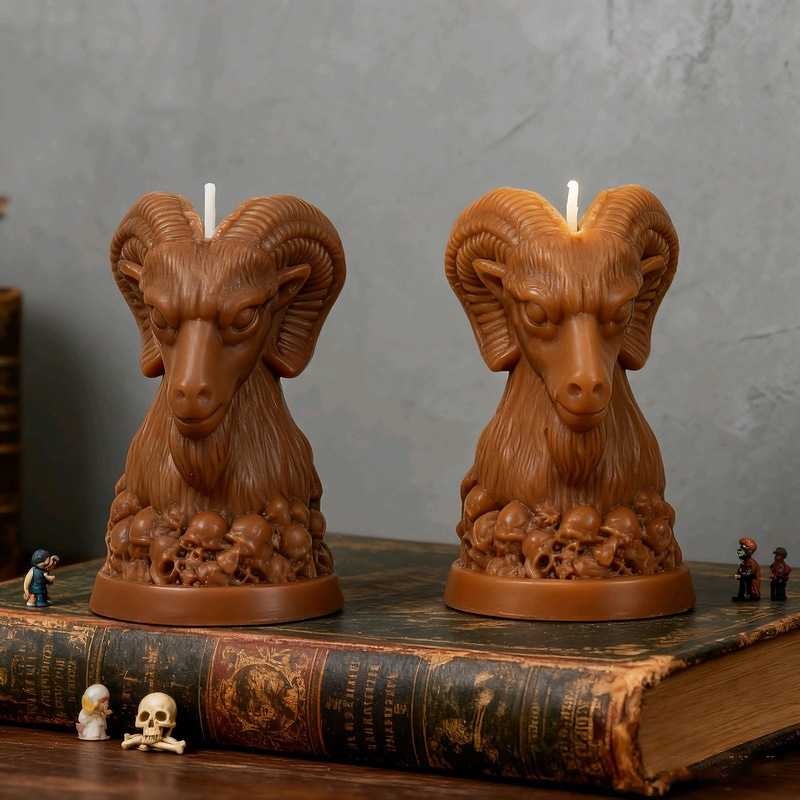 Sheep Head-shaped Halloween Skull Silicone Mold Aromatherapy Candle