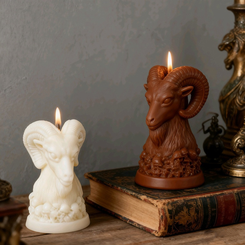 Sheep Head-shaped Halloween Skull Silicone Mold Aromatherapy Candle