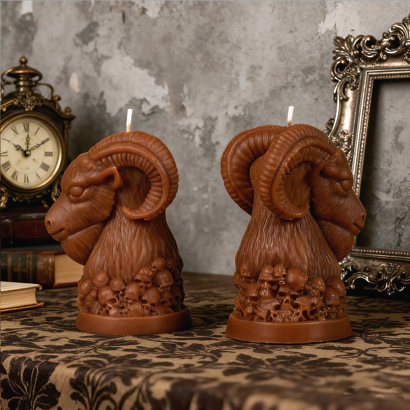 Sheep Head-shaped Halloween Skull Silicone Mold Aromatherapy Candle