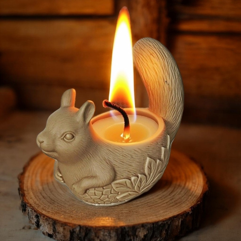 Squirrel Flower Pot Silicone Mold DIY Gypsum Resin Epoxy Craftwork