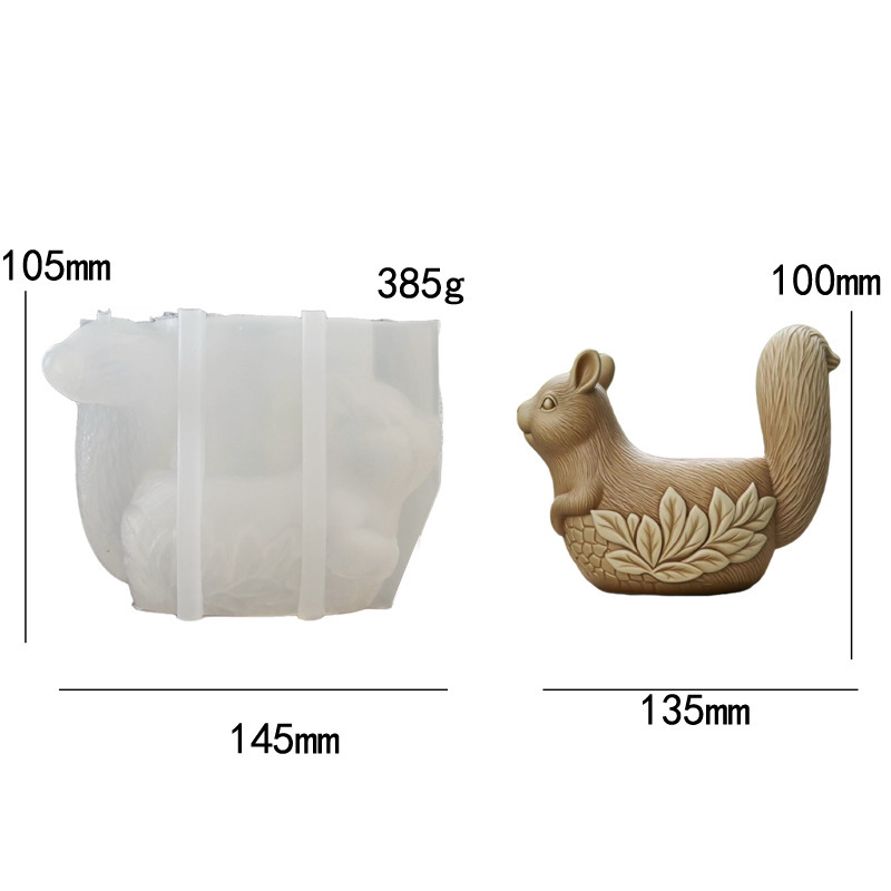 Squirrel Flower Pot Silicone Mold DIY Gypsum Resin Epoxy Craftwork