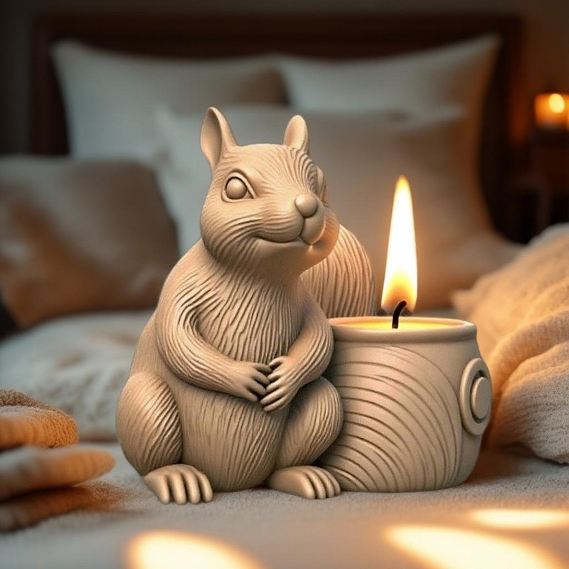 Squirrel Flower Pot Silicone Mold DIY Gypsum Resin Epoxy Craftwork