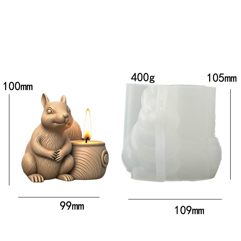 Squirrel Flower Pot Silicone Mold DIY Gypsum Resin Epoxy Craftwork