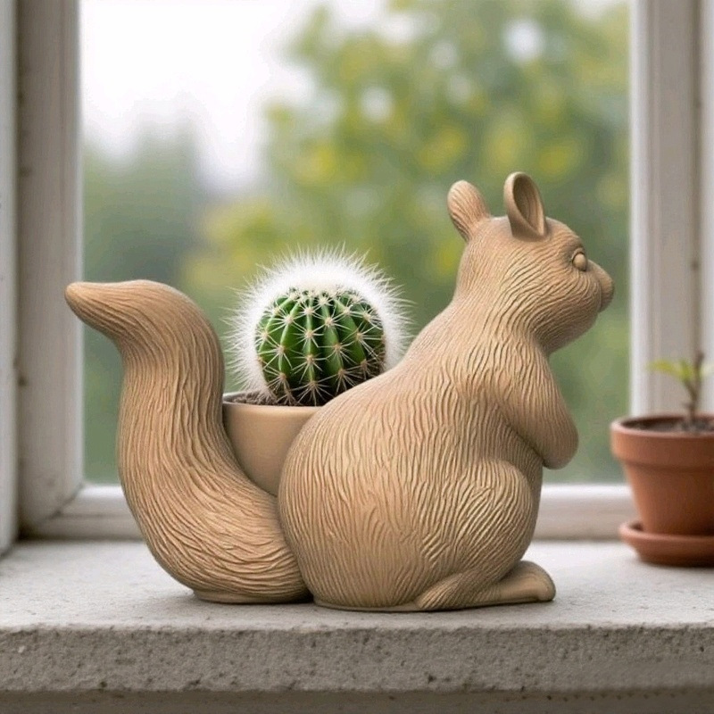 Squirrel Flower Pot Silicone Mold DIY Gypsum Resin Epoxy Craftwork