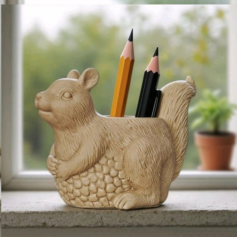 Squirrel Flower Pot Silicone Mold DIY Gypsum Resin Epoxy Craftwork