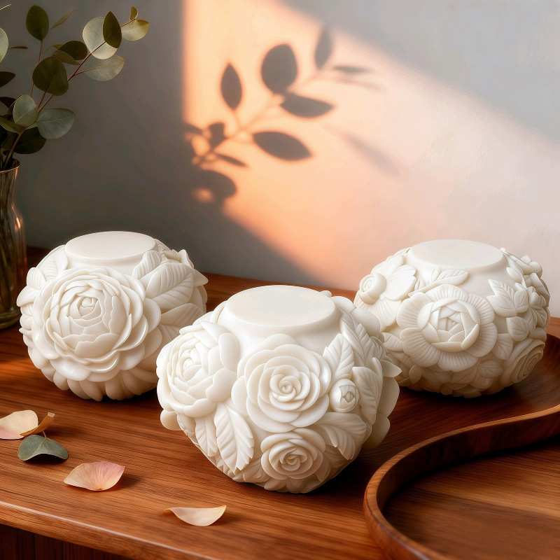Flower Embossment Pot Silicone Mold DIY Gypsum Resin Epoxy Craftwork
