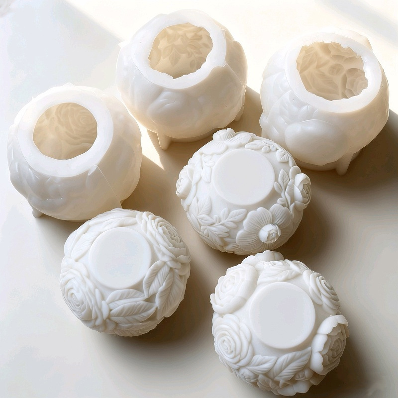 Flower Embossment Pot Silicone Mold DIY Gypsum Resin Epoxy Craftwork