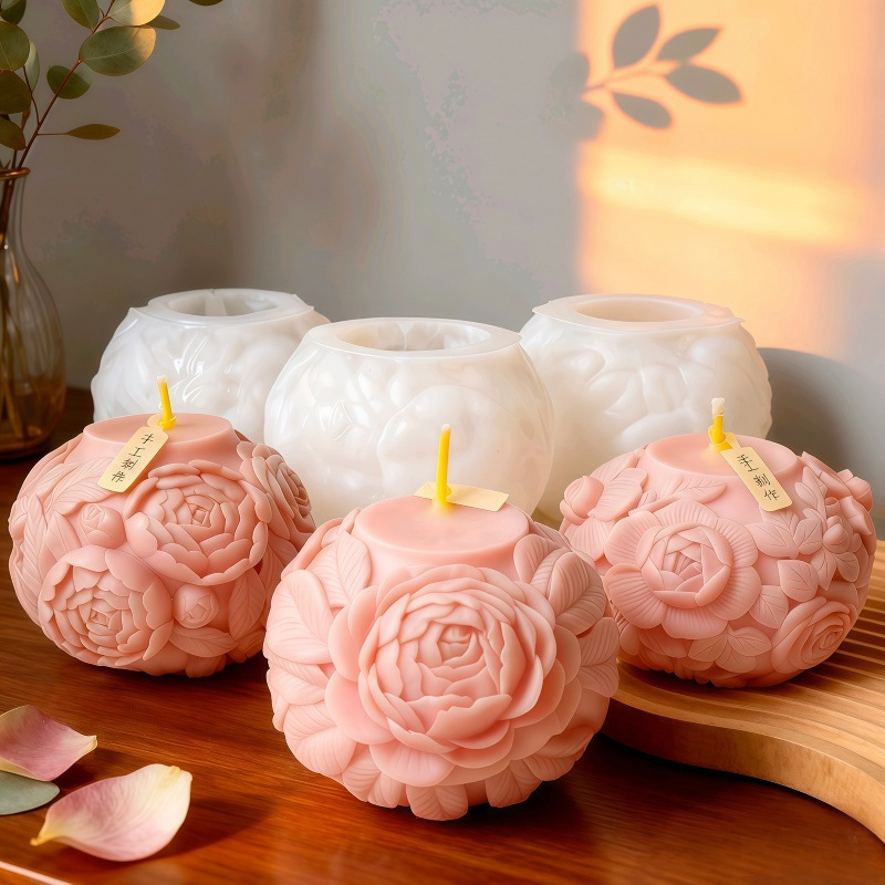 Flower Embossment Pot Silicone Mold DIY Gypsum Resin Epoxy Craftwork