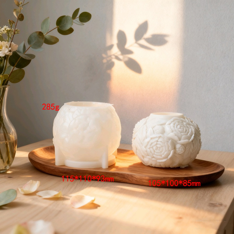 Flower Embossment Pot Silicone Mold DIY Gypsum Resin Epoxy Craftwork