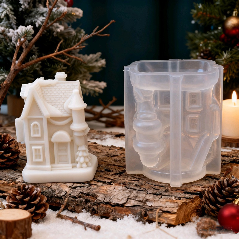 Christmas Snow House-shaped Silicone Mold Aromatherapy Candle