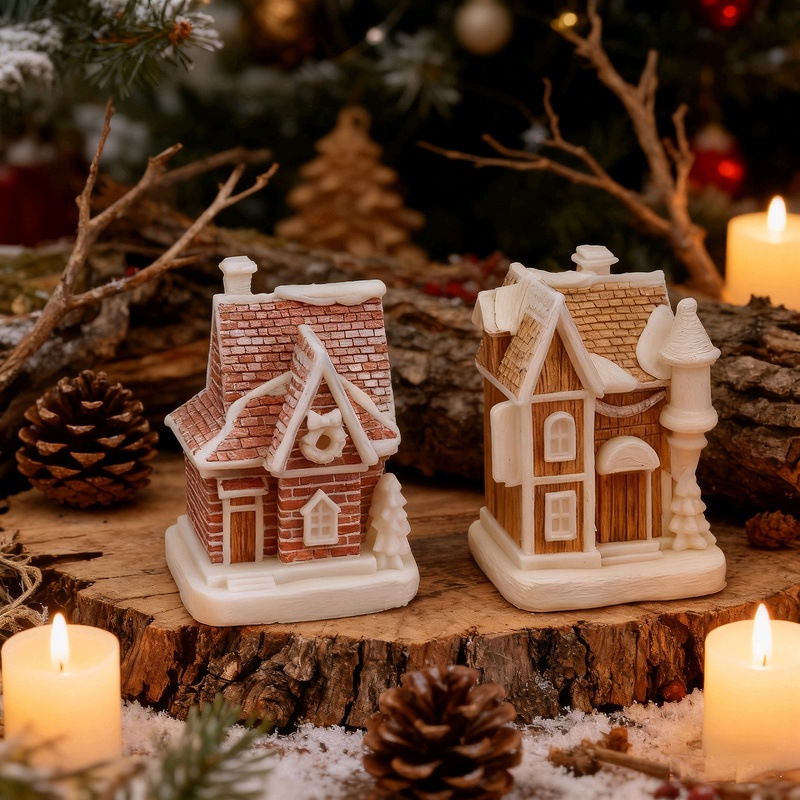 Christmas Snow House-shaped Silicone Mold Aromatherapy Candle