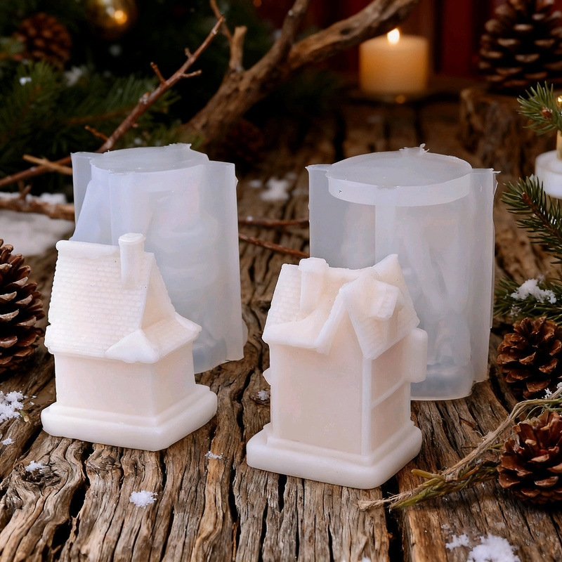 Christmas Snow House-shaped Silicone Mold Aromatherapy Candle