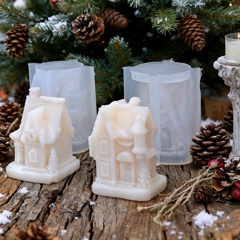 Christmas Snow House-shaped Silicone Mold Aromatherapy Candle