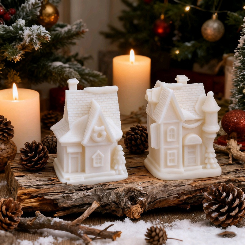 Christmas Snow House-shaped Silicone Mold Aromatherapy Candle
