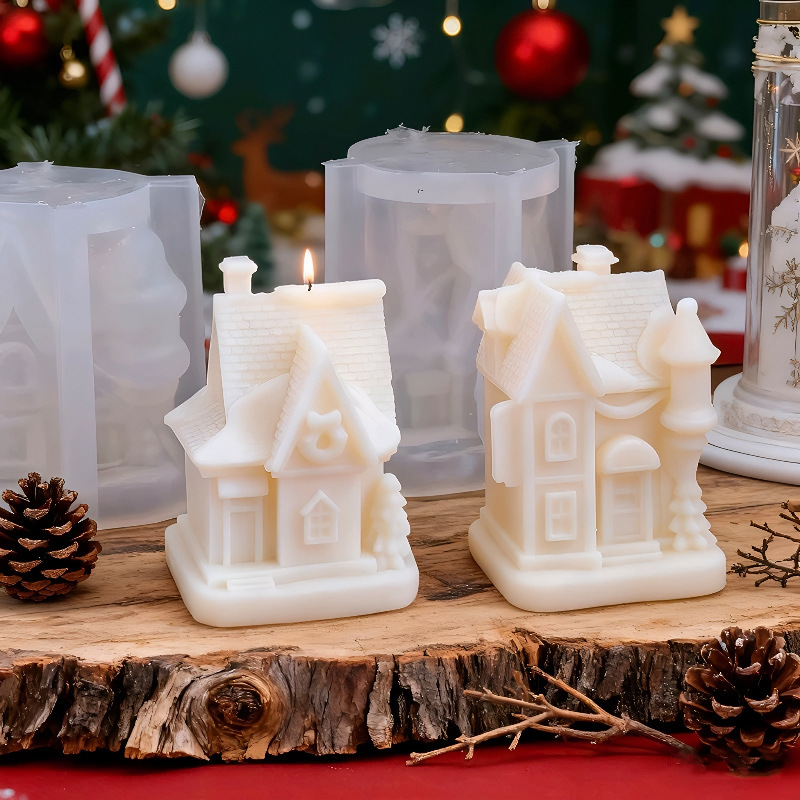 Christmas Snow House-shaped Silicone Mold Aromatherapy Candle