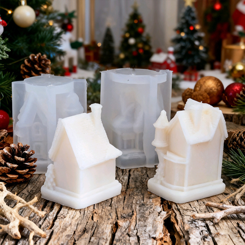 Christmas Snow House-shaped Silicone Mold Aromatherapy Candle