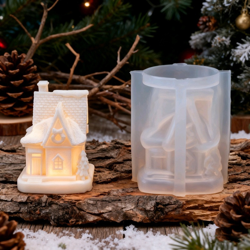 Christmas Snow House-shaped Silicone Mold Aromatherapy Candle
