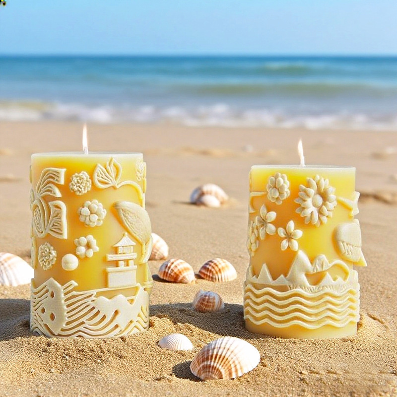 Cylinder-shaped Whale Embossment Silicone Mold Aromatherapy Candle