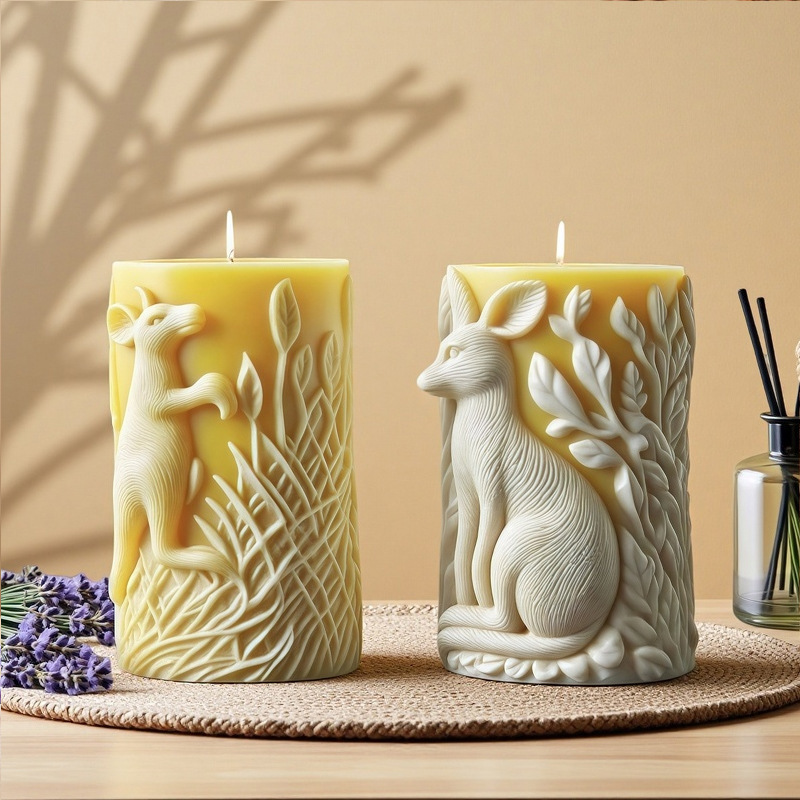 Cylinder-shaped Kangaroo Embossment Silicone Mold Aromatherapy Candle