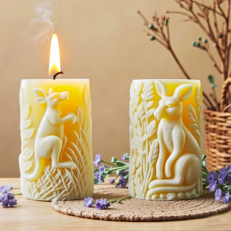 Cylinder-shaped Kangaroo Embossment Silicone Mold Aromatherapy Candle