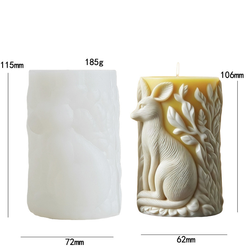 Cylinder-shaped Kangaroo Embossment Silicone Mold Aromatherapy Candle